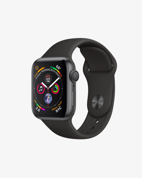 Refurbished Apple Watch Serie 4 | 40mm | Aluminium Spacegrau | Schwarzes Sportarmband | GPS | WiFi + 4G