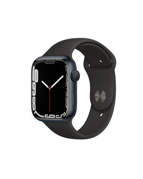 Refurbished Apple Watch Serie 7 | 45mm | Aluminium Mitternachtsblau | Schwarzes Sportarmband | GPS | WiFi