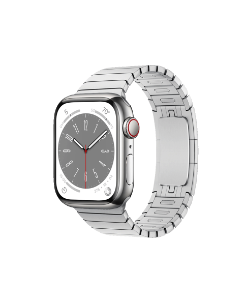 Refurbished Apple Watch Serie 8 | 41mm | Stainless Steel Silber | Silbernes Gliederarmband | GPS | WiFi + 4G