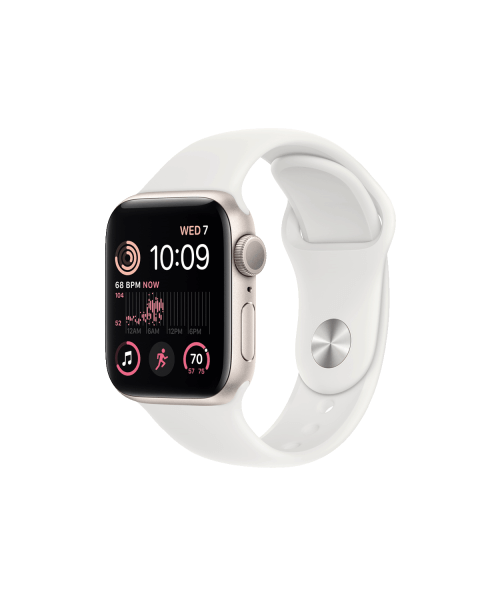 Refurbished Apple Watch Serie SE 2022 | 40mm | Aluminium Starlight Weiß | Weißes Sportarmband | GPS | WiFi + 4G