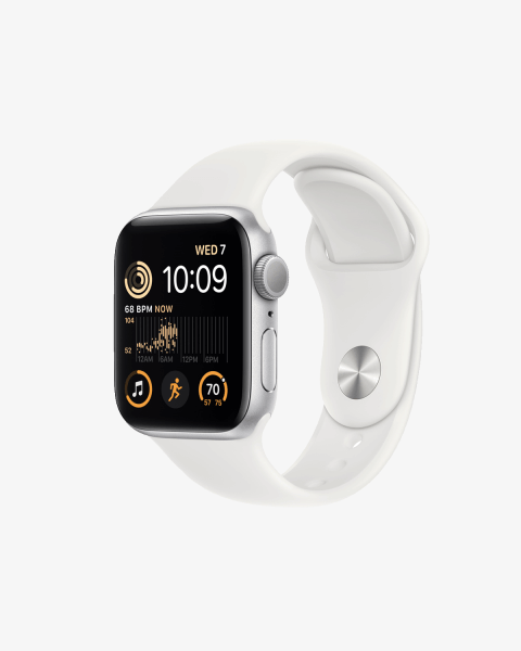 Refurbished Apple Watch Serie SE 2022 | 40mm | Aluminium Silber | Weißes Sportarmband | GPS | WiFi + 4G